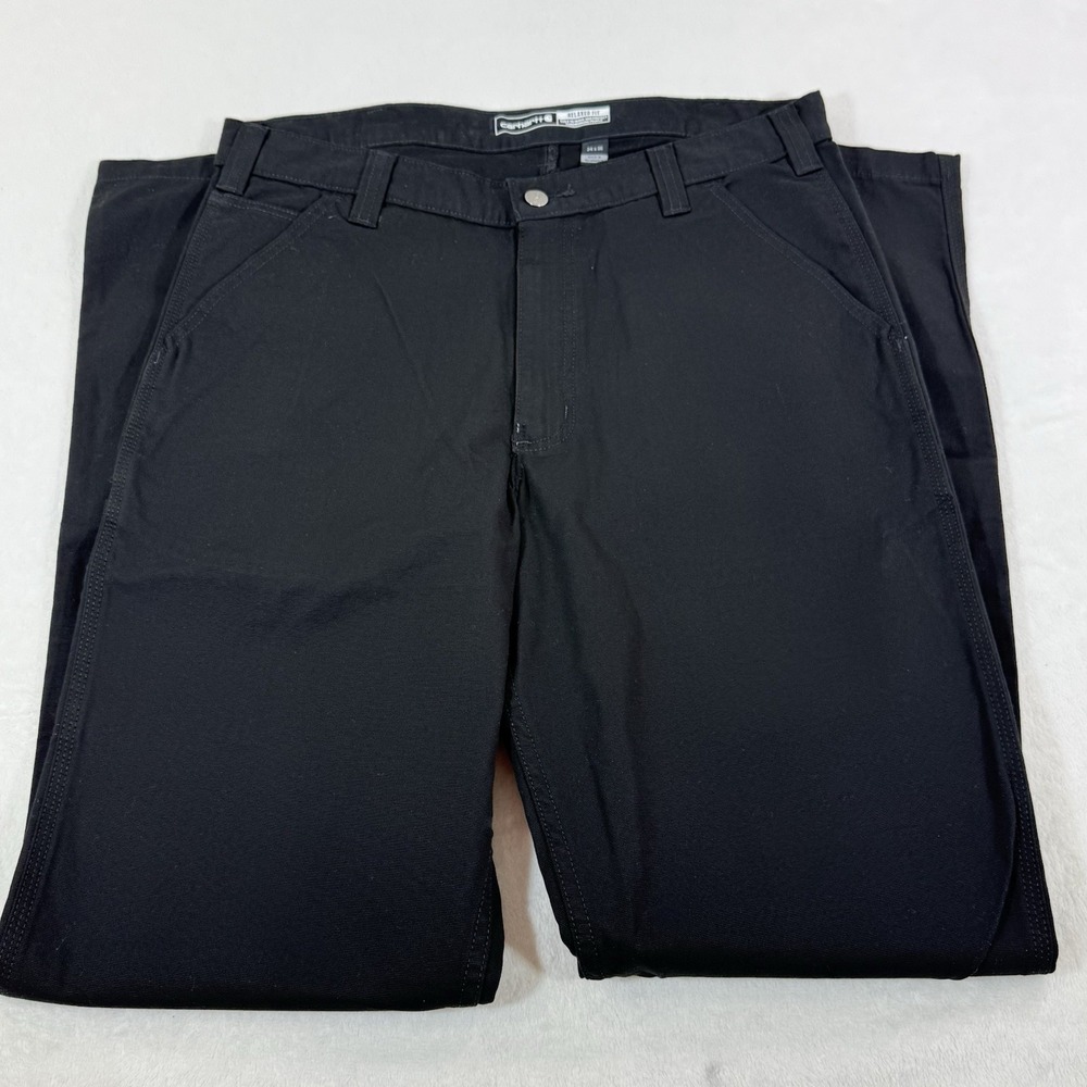 Carhartt Rigby Pants Relaxed Fit Straight Leg Mens 34X36 Black Work Dungaree NEW - Picture 3 of 10